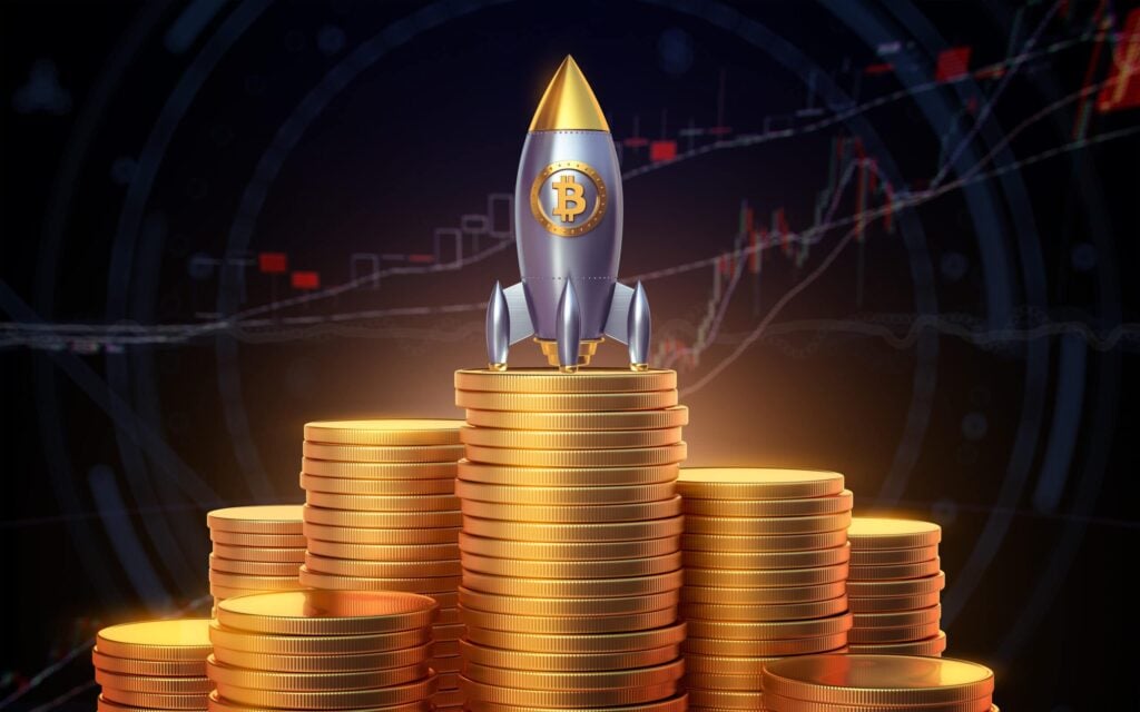 Rocket on the top of coins